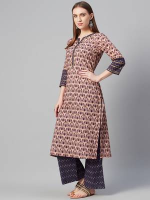 Brown printed cotton cotton-kurtis 2