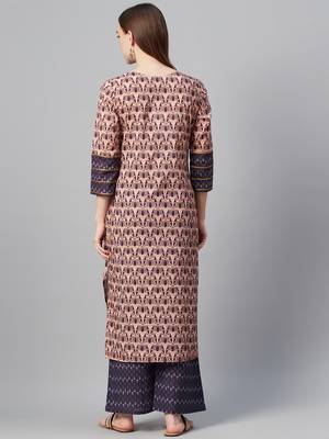 Brown printed cotton cotton-kurtis 3