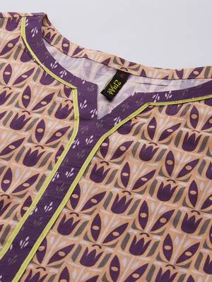 Brown printed cotton cotton-kurtis 4
