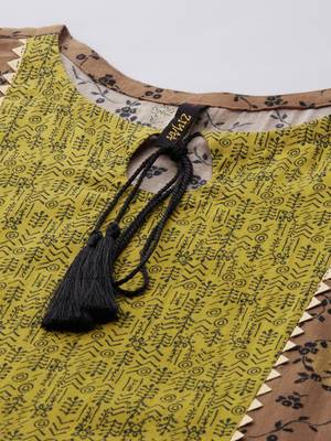 Brown printed cotton cotton-kurtis 4