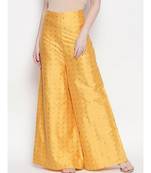 Desi Weavess Yellow Flared Taffeta Plazzo