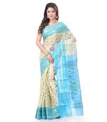Blue Woven Cotton Saree Without Blouse