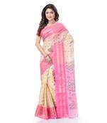 Pink Woven Cotton Saree Without Blouse