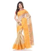 Yellow Woven Cotton Saree Without Blouse