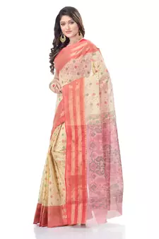 Red Woven Cotton Saree Without Blouse