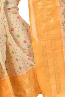 Yellow Woven Cotton Saree Without Blouse