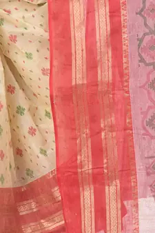 Red Woven Cotton Saree Without Blouse