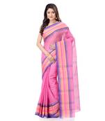 Pink Woven Cotton Saree Without Blouse