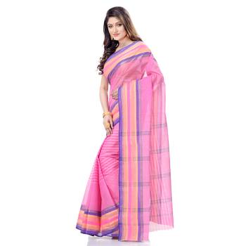 Pink Woven Cotton Saree Without Blouse 2