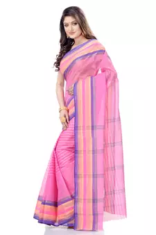 Pink Woven Cotton Saree Without Blouse