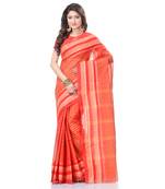Red Woven Cotton Saree Without Blouse