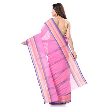 Pink Woven Cotton Saree Without Blouse 4