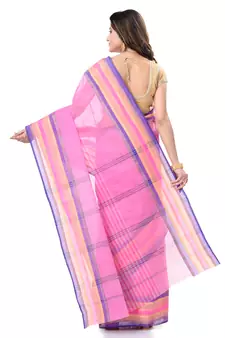 Pink Woven Cotton Saree Without Blouse