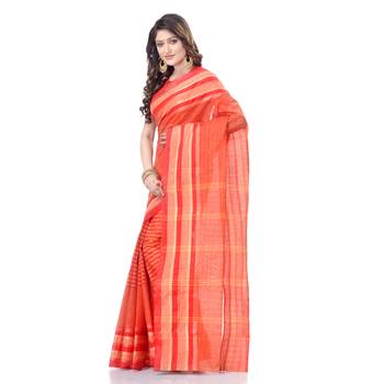 Red Woven Cotton Saree Without Blouse 2