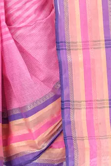 Pink Woven Cotton Saree Without Blouse