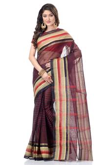 Black Woven Cotton Saree Without Blouse
