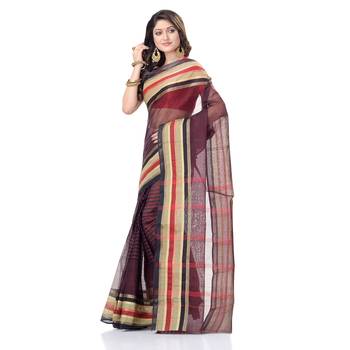Black Woven Cotton Saree Without Blouse 2