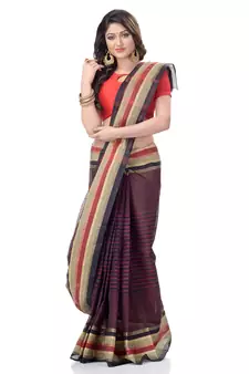 Black Woven Cotton Saree Without Blouse