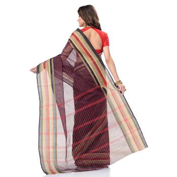 Black Woven Cotton Saree Without Blouse 4