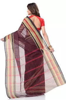 Black Woven Cotton Saree Without Blouse