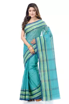 Light Green Woven Cotton Saree Without Blouse