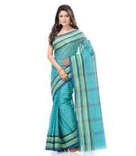 Light Green Woven Cotton Saree Without Blouse
