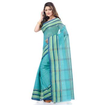 Light Green Woven Cotton Saree Without Blouse 2