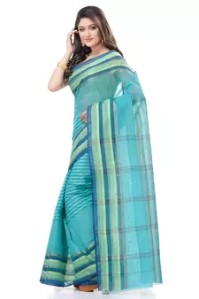 Light Green Woven Cotton Saree Without Blouse