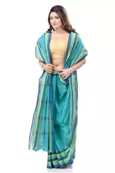 Light Green Woven Cotton Saree Without Blouse