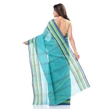 Light Green Woven Cotton Saree Without Blouse 4