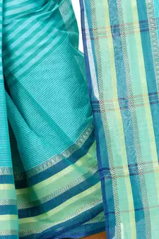 Light Green Woven Cotton Saree Without Blouse