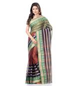 Brown Woven Cotton Saree Without Blouse