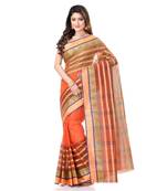 Orange Woven Cotton Saree Without Blouse