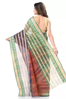 Brown Woven Cotton Saree Without Blouse