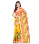 Yellow Woven Cotton Saree Without Blouse
