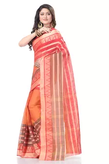 Orange woven cotton saree 