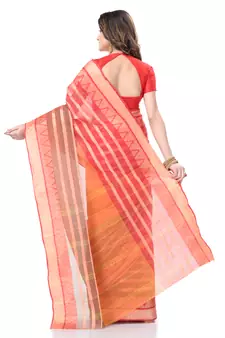 Orange woven cotton saree 