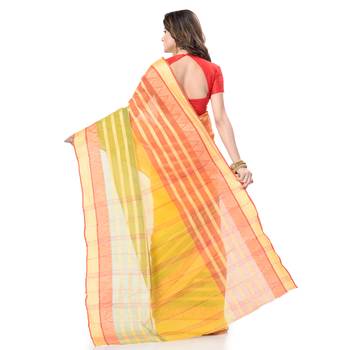Yellow Woven Cotton Saree Without Blouse 4