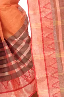 Orange woven cotton saree 