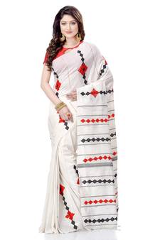 White woven pure cotton saree with blouse
