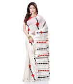 White woven pure cotton saree with blouse