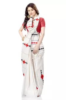 White woven pure cotton saree with blouse