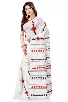 White woven pure cotton saree with blouse