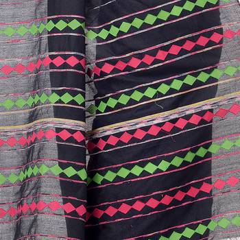 Black woven pure cotton saree with blouse 4