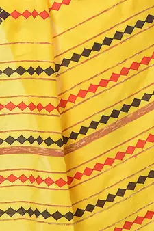 Yellow woven pure cotton saree with blouse