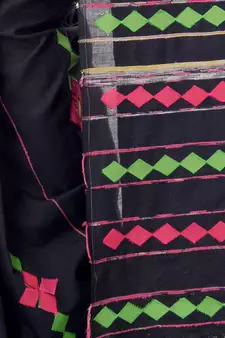 Black woven pure cotton saree with blouse