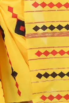 Yellow woven pure cotton saree with blouse