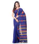 Blue woven pure cotton saree with blouse
