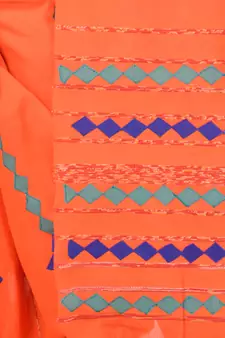 Orange woven pure cotton saree with blouse