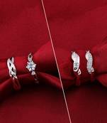 Silver Shine Adjustable Couple Rings Set for lovers Silver Plated Stylish Fancy Solitaire for Men and Women 2 Pair